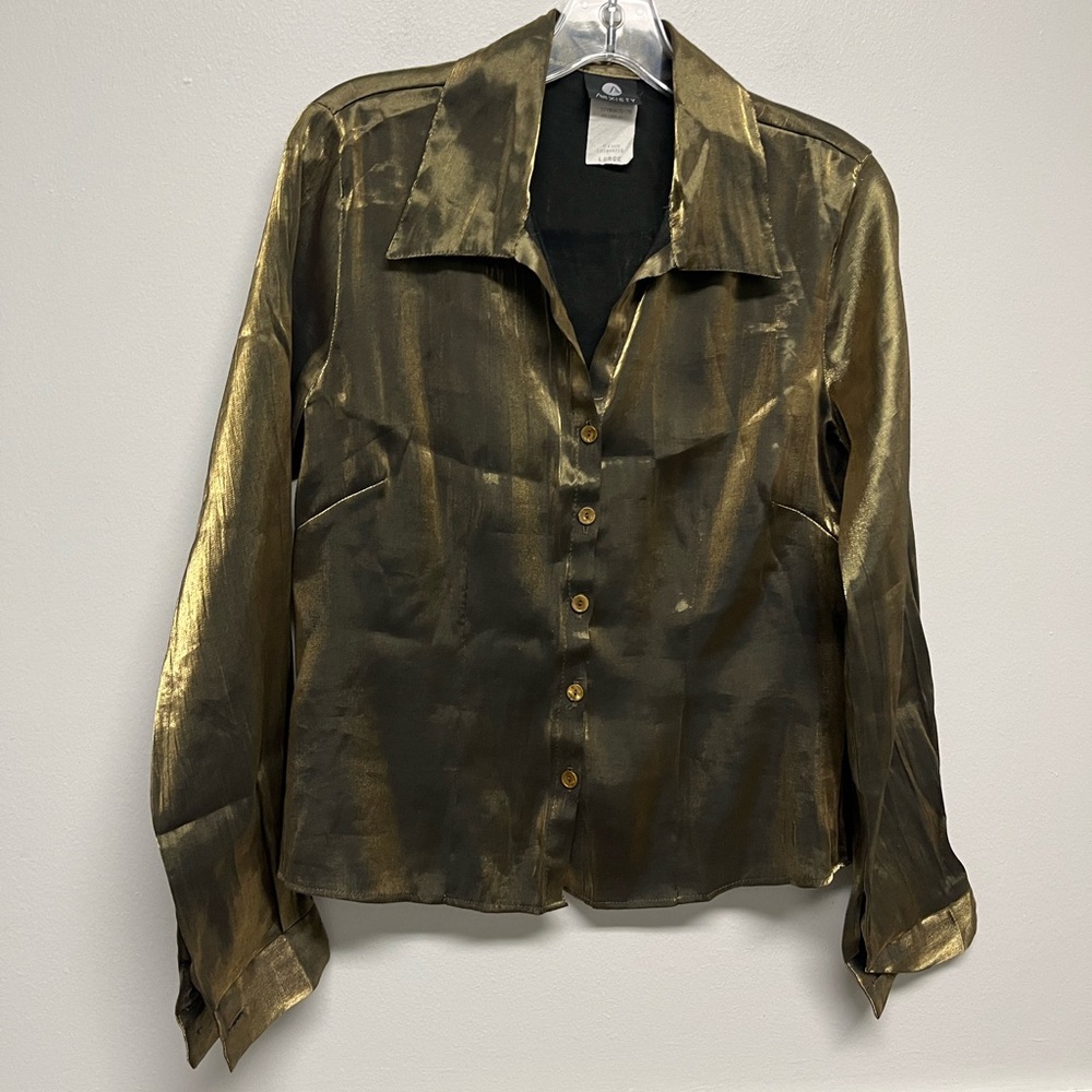 Vintage Gold Shimmer Blouse L